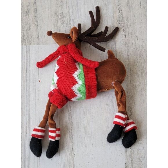 Plush hanging reindeer sweater home Xmas decor - Picture 1 of 7